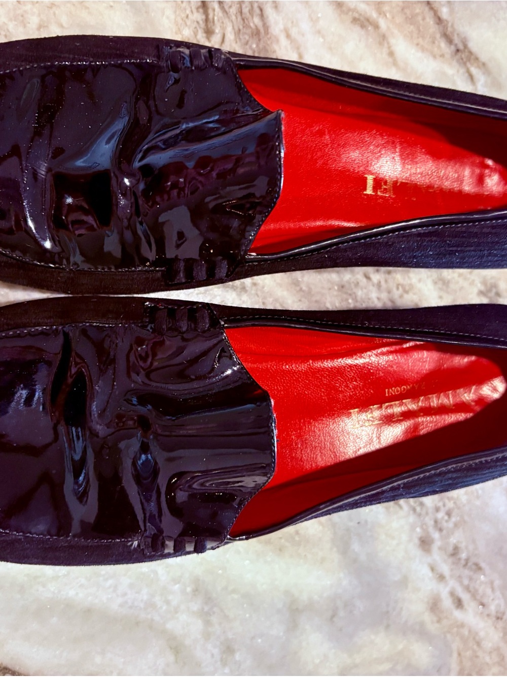 Patent Black Loafers with Red Insole - Women's Shoe- Amalfi brand
